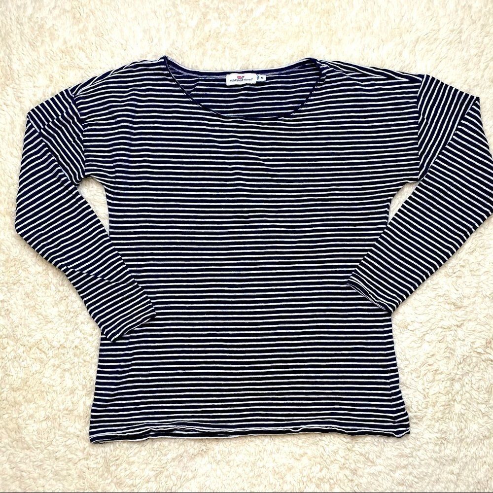 Vineyard Vines Navy/White Striped Scoop Neck M